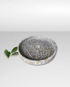 ROUND MOTHER OF PEARL INLAY TRAYS MANUFACTURER HANDMADE B2B