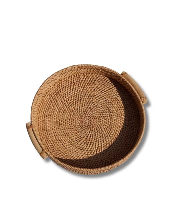 Rattan Round Tray with Handle Manufacturer Handmade B2B