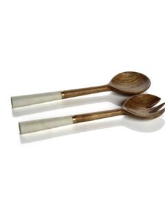 Wood and Marble Spoon Server Set