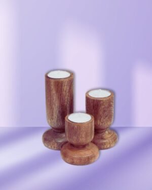 pillar wooden candle holder sets manufacturer handmade B2B