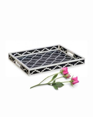 white and black bone inlay tray manufactuRER handmade B2B