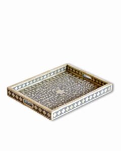 Gray Mother of Pearl Inlay Tray Manufacturer Handmade B2B